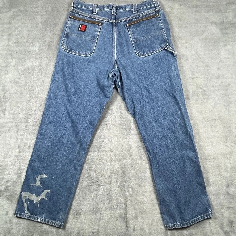 Wrangler RIGGS WorkWear Denim Mens Blue Jeans Carpenter Size 36x32‎ SEE PICS